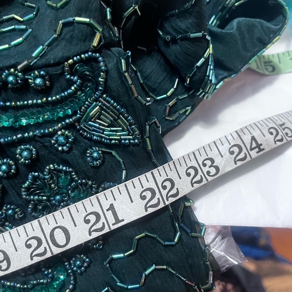 Scala Green Embroidered 100% Silk Elegant Dress Sz 2X Women - Picture 5 of 7